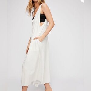 Free People Jump Up Ultra Wide Leg Linen Blend Jumpsuit, size Small